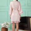 Satin Kimono Robe with Lace Trim for Women