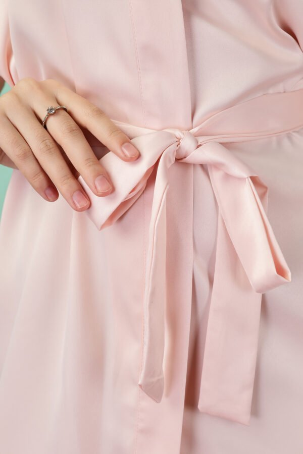 Satin Kimono Robe with Lace Trim for Women