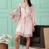 Satin Kimono Robe with Lace Trim for Women