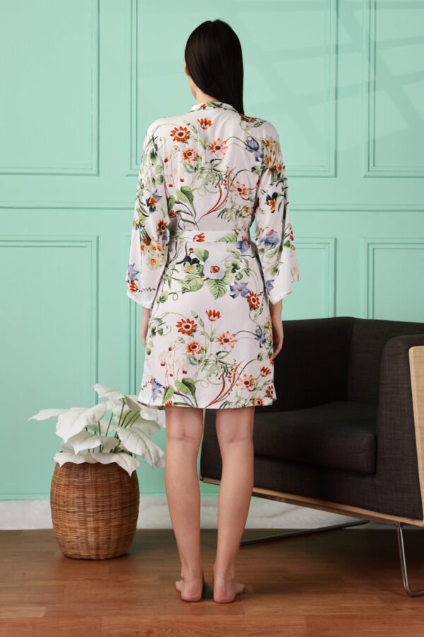 Floral Satin Kimono Robe for Women