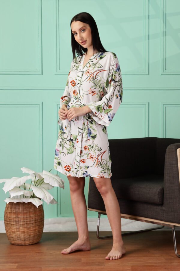 Floral Satin Kimono Robe for Women