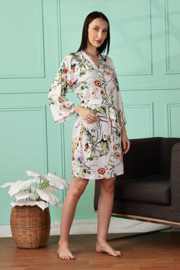 Floral Satin Kimono Robe for Women