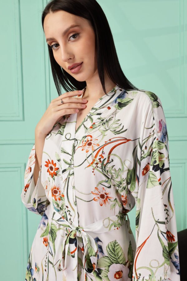 Floral Satin Kimono Robe for Women