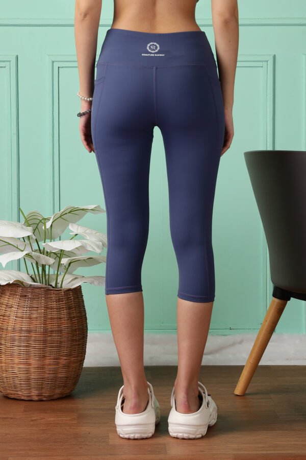 Blue High Waist Yoga Pant With Pockets