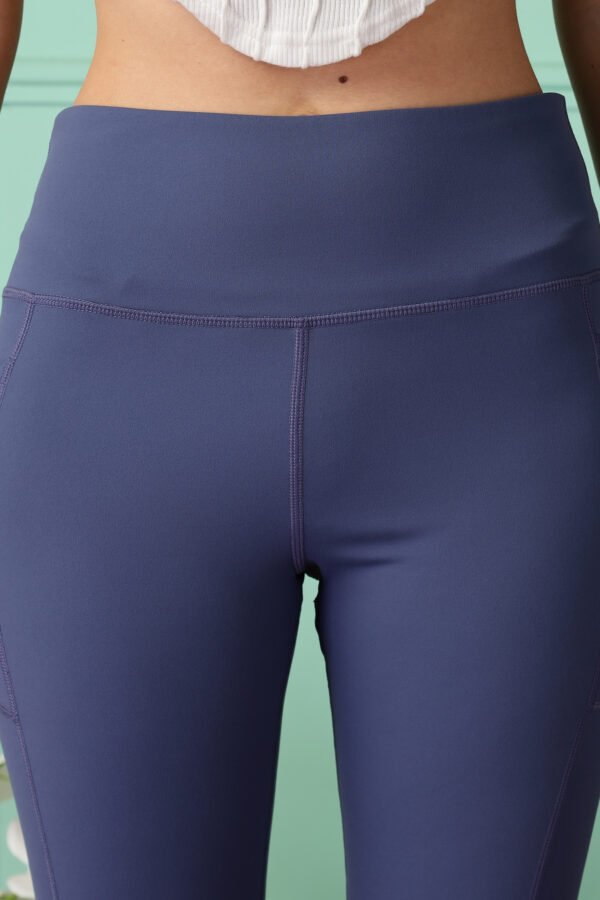 Blue High Waist Yoga Pant With Pockets