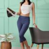 Blue High Waist Yoga Pant With Pockets