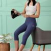 Blue High Waist Yoga Pant With Pockets