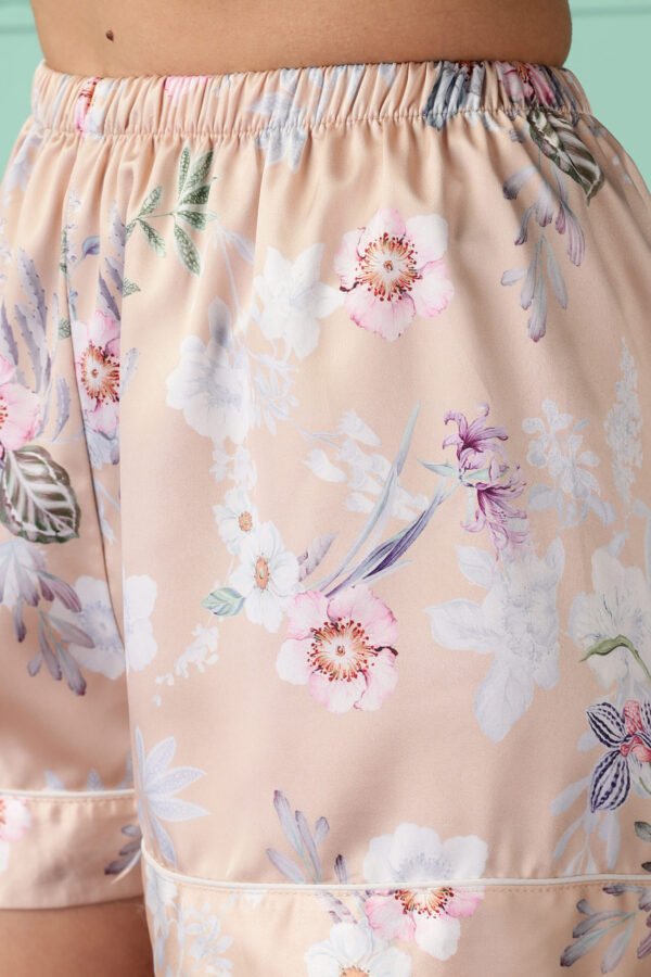 Premium Soft Satin Golden Floral Women's Pajama Set