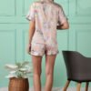 Premium Soft Satin Golden Floral Women's Pajama Set